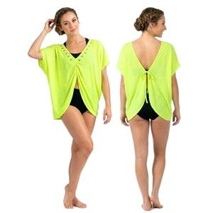Funky Diva Y2K Star Studded Flowy Oversized Dance Top Bling Women's Neon Yellow